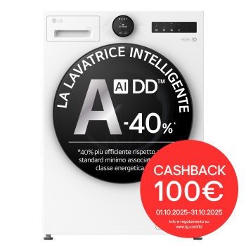 Immagine frontale della lavatrice LG F4X70011TWB serie X7 classe A-40%